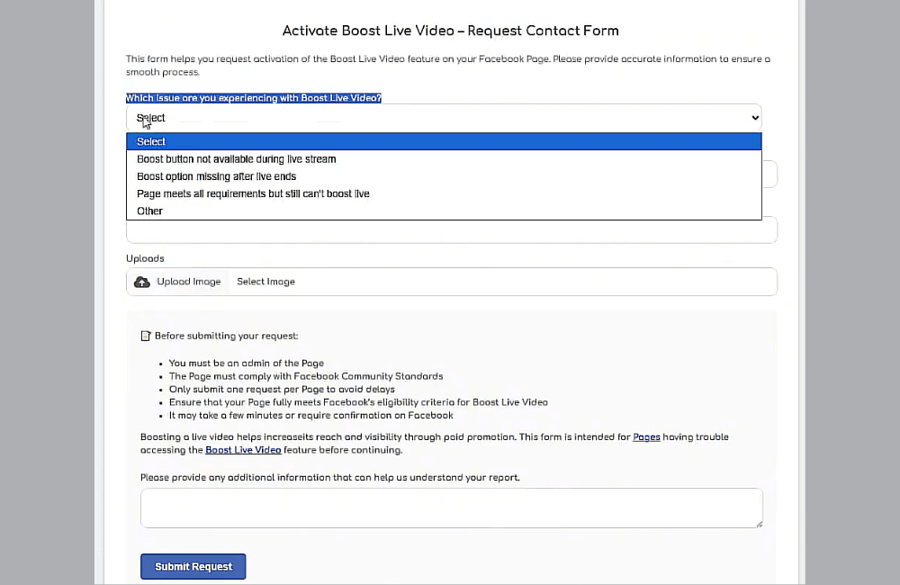 Step-by-step to activate Boost Live Video for Facebook fanpage